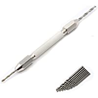 Mini Double Head Taladro de Mano con Portabrocas Sin Llave y 10 Piezas Herramientas Rotativas de brocas helicoidales(0…